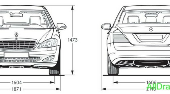 Mercedes-Benz S Class (2005) (Мерcедес-Бенз С Класс (2005)) - чертежи (рисунки) автомобиля